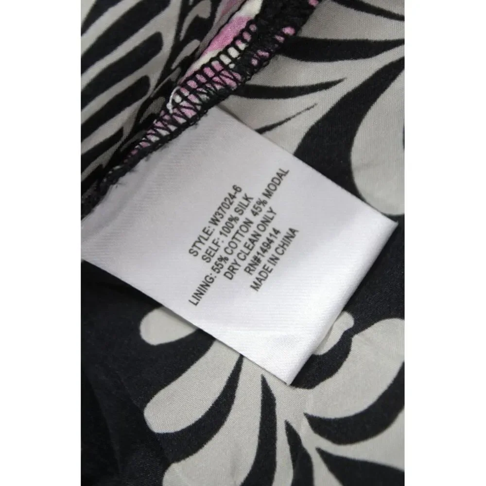 Johnny Was Workshop Womens Silk Black Shift Dress 3/4 Sleeve Tie Size L